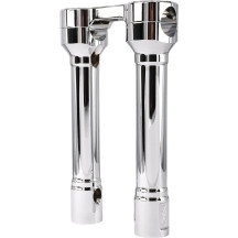 Hole Shot Risers — 8" rise, 1" clamp, 3.5" center spacing, Chrome