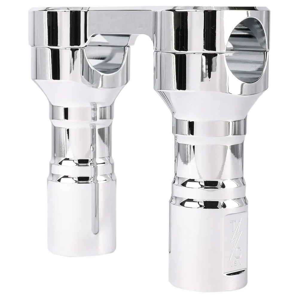 Elevadores Hole Shot — 10 cm (4") de elevación, 89 mm (3-1/2") de separación, abrazadera 25.4 mm (1"), cromado