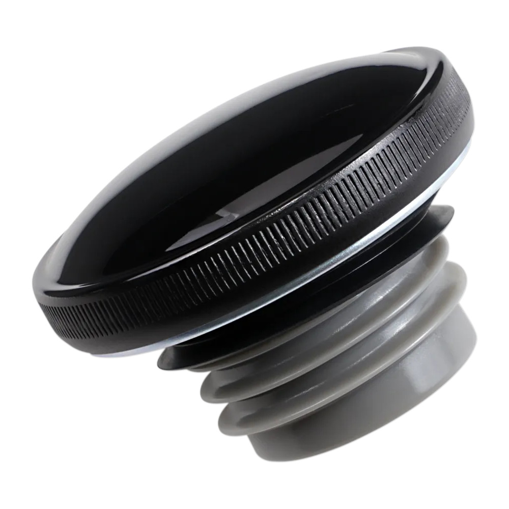 Screw-In Gas Cap — stainless steel, vented, black