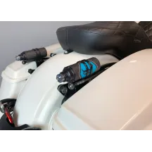 REVO ARC Remote Reservoir External Mount — Fits '14–'24 FL Touring, two mounting locations, Black