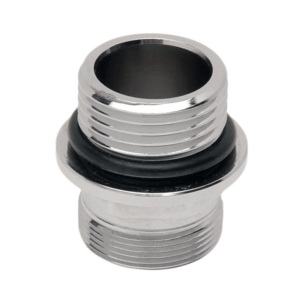 Petcock Adapter — 22 mm outlet, Black, Chrome