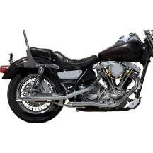 Tuberías Drag dobles escalonadas — Para primeros Shovelhead FXR/FXRS con montaje de goma, 101,5 cm, Cromo