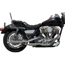 Tuberías Drag dobles escalonadas — Para primeros Shovelhead FXR/FXRS con montaje de goma, 101,5 cm, Cromo