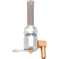Fuel Petcock — 1/4" fuel outlet, 5/16" (7.9 mm) hose barb, chrome