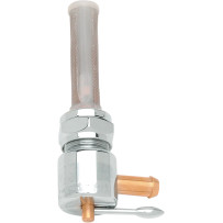 Fuel Petcock — 1/4" outlet, 5/16" (7.9 mm) hose barb, Chrome