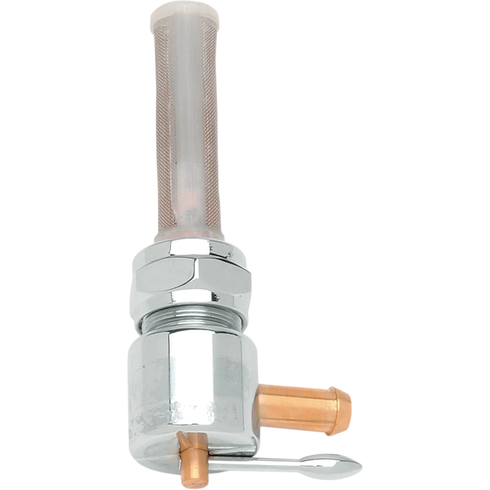 Fuel Petcock — 1/4" outlet, 5/16" (7.9 mm) hose barb, Chrome