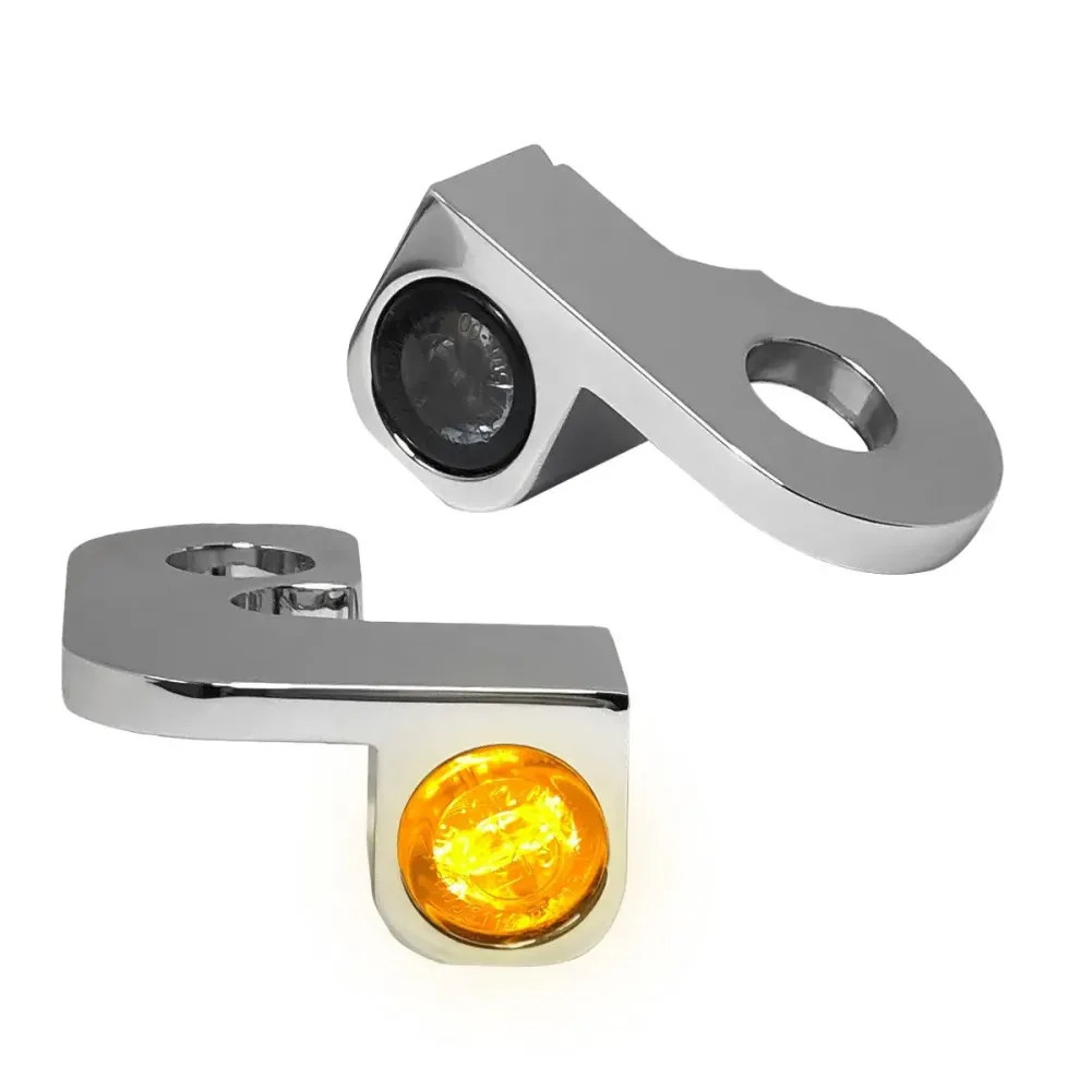 NANO Series Handlebar Turn Signals — 12V, Chrome, Front left & right