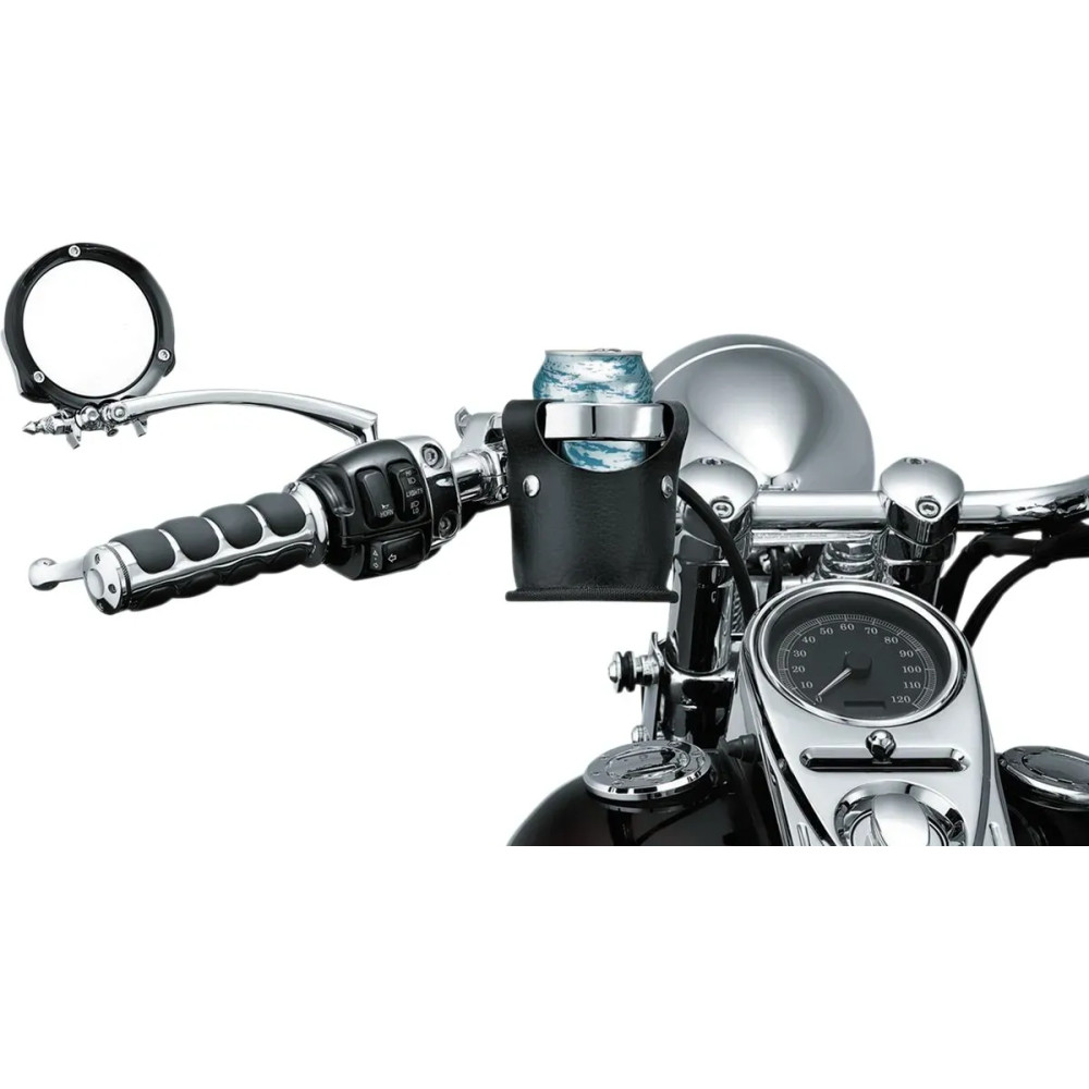 Beverage Carrier — 1" handlebar, 79 mm (3-1/8") inside diameter, Black, Chrome