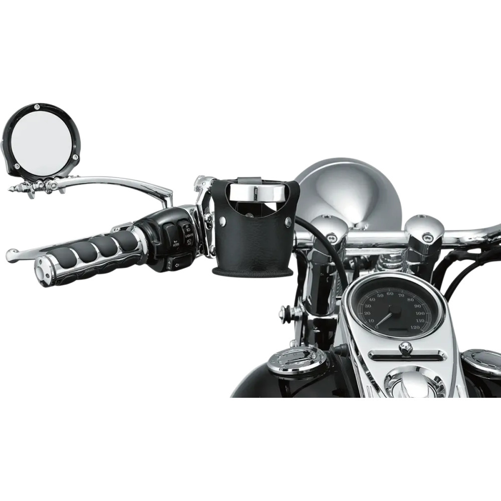Beverage Carrier — 3-1/8" inside diameter, universal handlebar fit, Black, Chrome