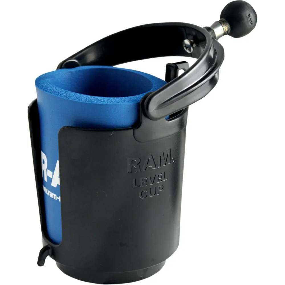 Self-Leveling Cup Holder and Cozy with 1" Ball — Black