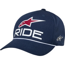Gorra Ride Comp con visera curvada y snapback — Talla única, Snapback, Blanco, Azul marino