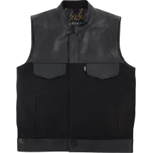 Kanan Leather/Denim Riding Vest — S, Black