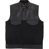 Kanan Leather/Denim Riding Vest — S, Black