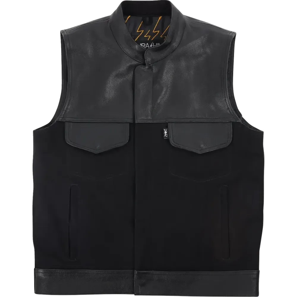 Kanan Leather/Denim Riding Vest — S, Black