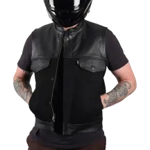 Kanan Leather/Denim Riding Vest — S, Black