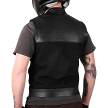 Kanan Leather/Denim Riding Vest — S, Black