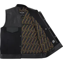 Kanan Leather/Denim Riding Vest — S, Black