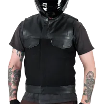 Kanan Leather/Denim Riding Vest — S, Black