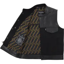 Kanan Leather/Denim Riding Vest — S, Black