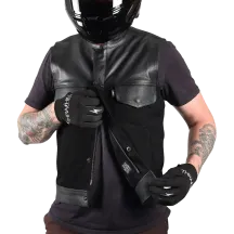 Kanan Leather/Denim Riding Vest — S, Black