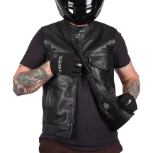 Mulholland Leather Riding Vest — L, Black