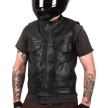 Mulholland Leather Riding Vest — L, Black