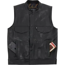 Mulholland Leather Riding Vest — L, Black