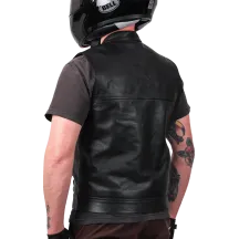 Mulholland Leather Riding Vest — L, Black