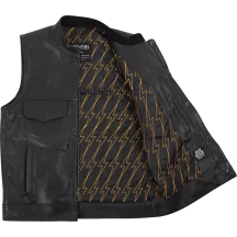 Mulholland Leather Riding Vest — L, Black