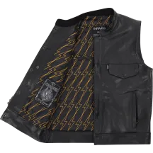 Mulholland Leather Riding Vest — L, Black