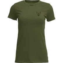Camiseta Patched Up para mujer — Talla S, Negro, Verde militar