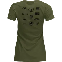 Camiseta Patched Up para mujer — Talla S, Negro, Verde militar
