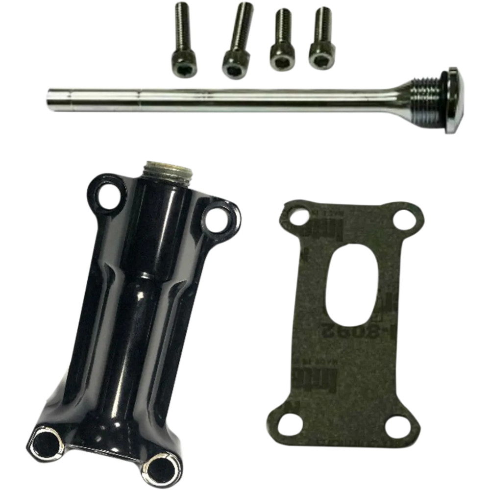 Engine Oil Spout Kit — 6061-T6 aluminum, Black, Silver
