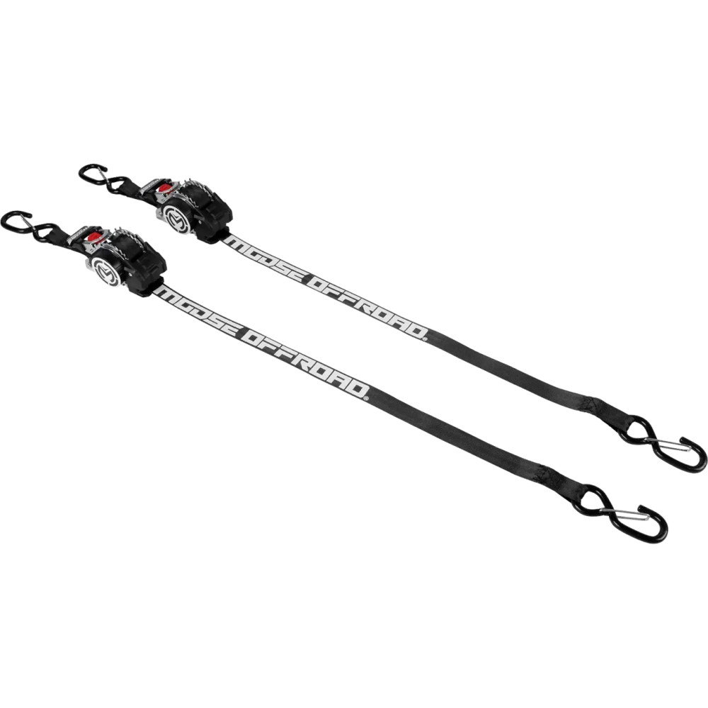Retractable Ratcheting Tie Down — 10' length, 400 lb WLL, 1" width, Black