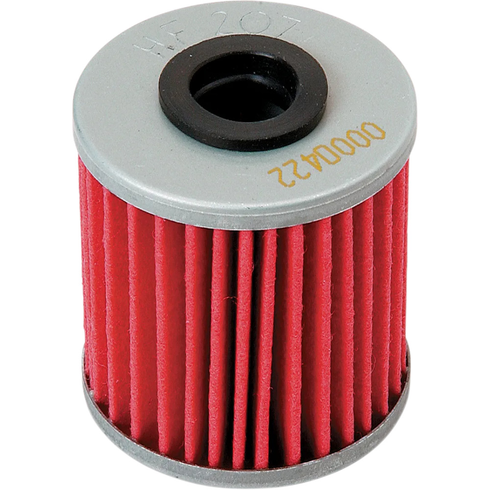 Oil Filter — 44 mm length, 38 mm width, Red, Silver