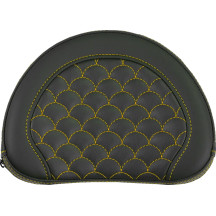 Contoured Sissy Bar Pad — 10" W, 8" H, 2" thick, Black/Gold