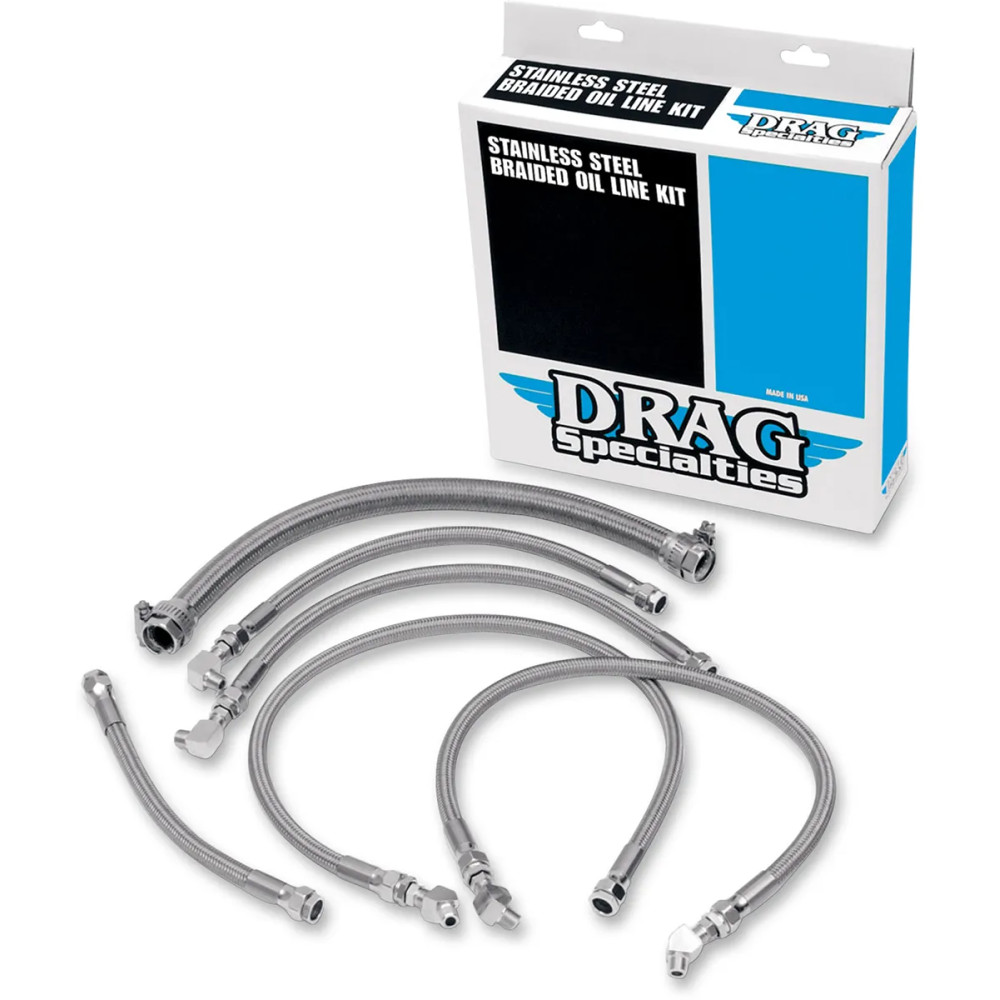 Stainless Steel Braided Oil Line Kit — 4-line kit, chrome
