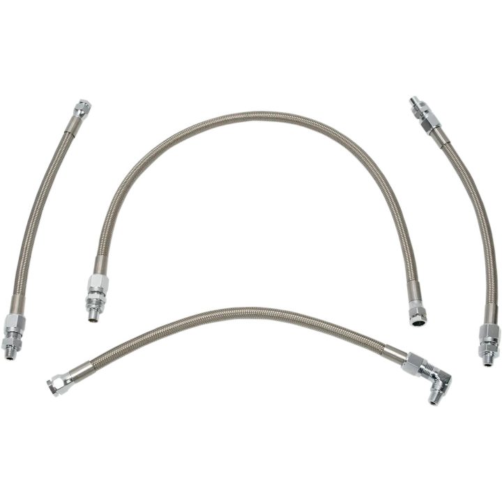 Stainless Steel Braided Oil Line Kit — 4-line kit, chrome