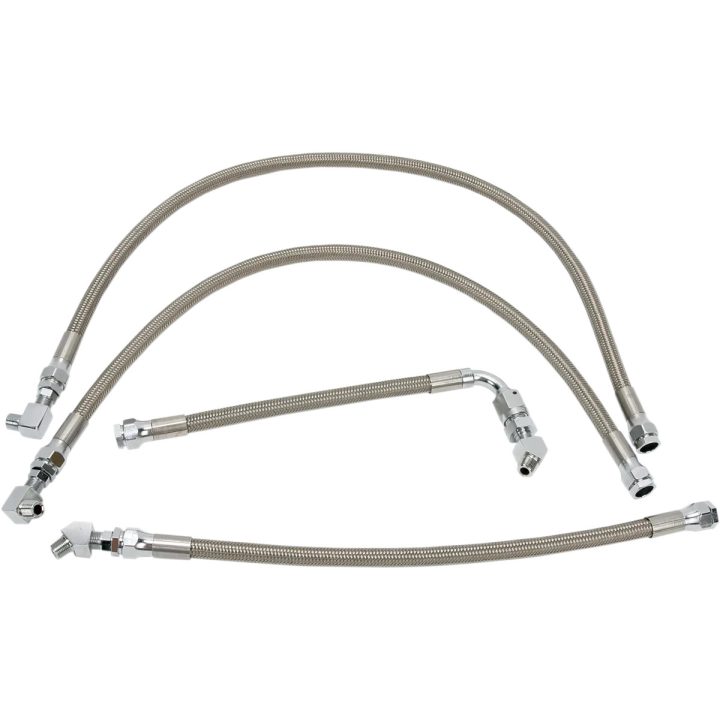 Stainless Steel Braided Oil Line Kit — 4-line kit, Chrome