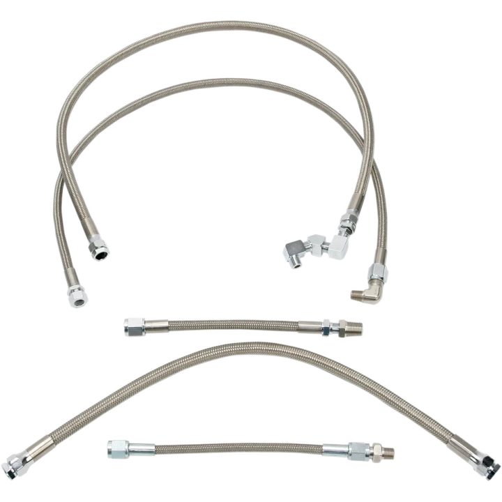 Stainless Steel Braided Oil Line Kit — Chrome