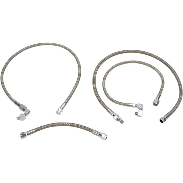 Stainless Steel Braided Oil Line Kit — 4-line kit, chrome