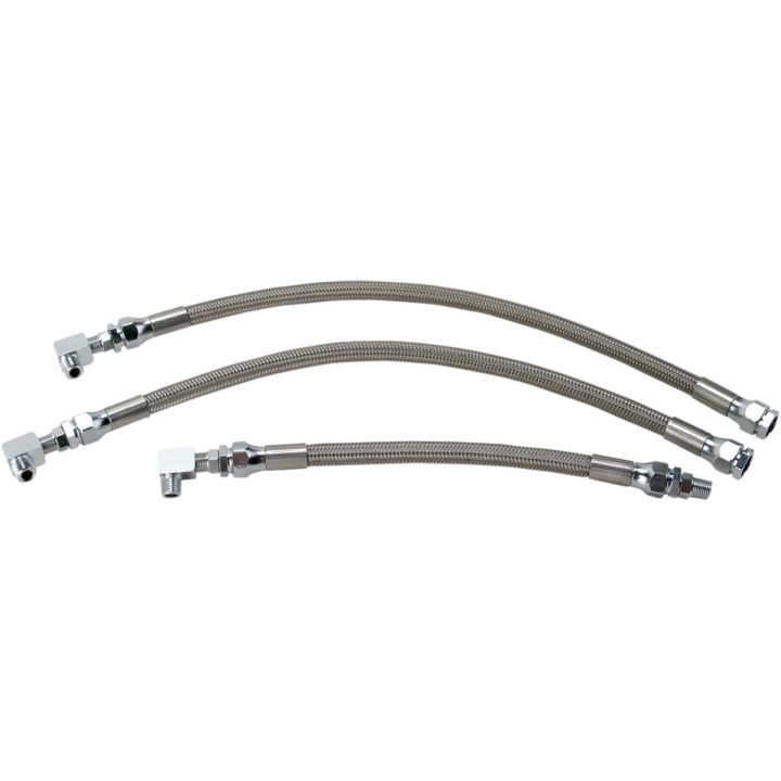 Stainless Steel Braided Oil Line Kit — 3-line kit, chrome