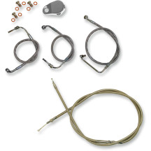 Standard Stainless Braided Handlebar Cable/Brake Line Kit — fits 38–43 cm (15–17") risers, Ape Hanger, non-ABS