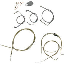 Standard Stainless Braided Handlebar Cable/Brake Line Kit — 15"–17", Ape Hanger, Silver