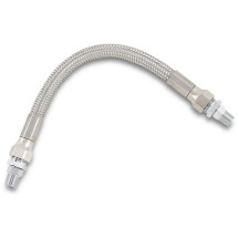 Línea de aceite trenzada universal de acero inoxidable — 8.7 mm (11/32"), 205 mm (8"), 1/8" NPT, Cromado