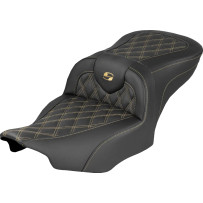Roadsofa™ Lattice Stitch Seat — Black, Gold Stitching, 77.5 cm