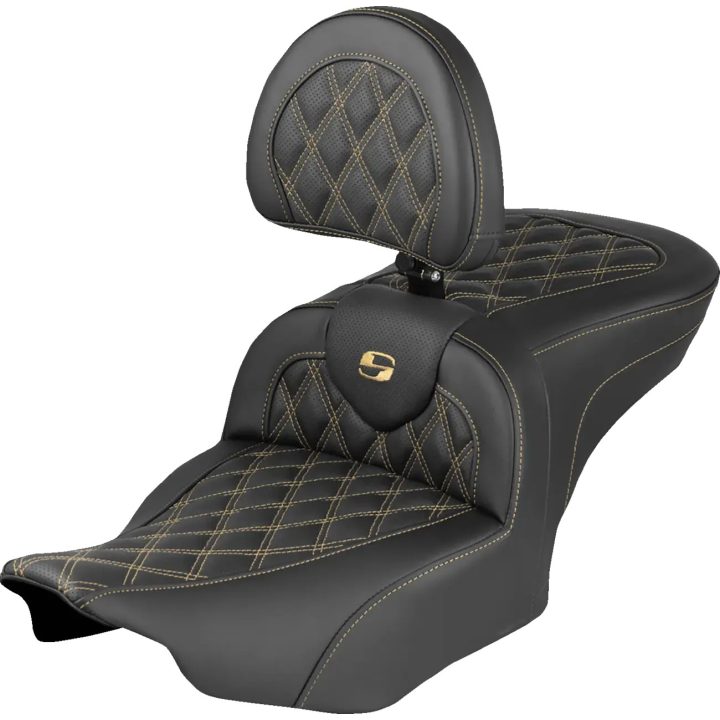 Roadsofa™ Lattice Stitch Seat — Black, Gold, 77,5 cm x 40,5 cm x 35,5 cm