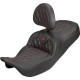 Roadsofa™ Carbon Fiber Seat — Black, Red, Carbon Fiber Weave, 2-Up Seat, with Driver Backrest