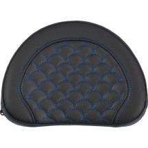 Contoured Sissy Bar Pad — 10 in, 8 in, Black, Blue Stitching