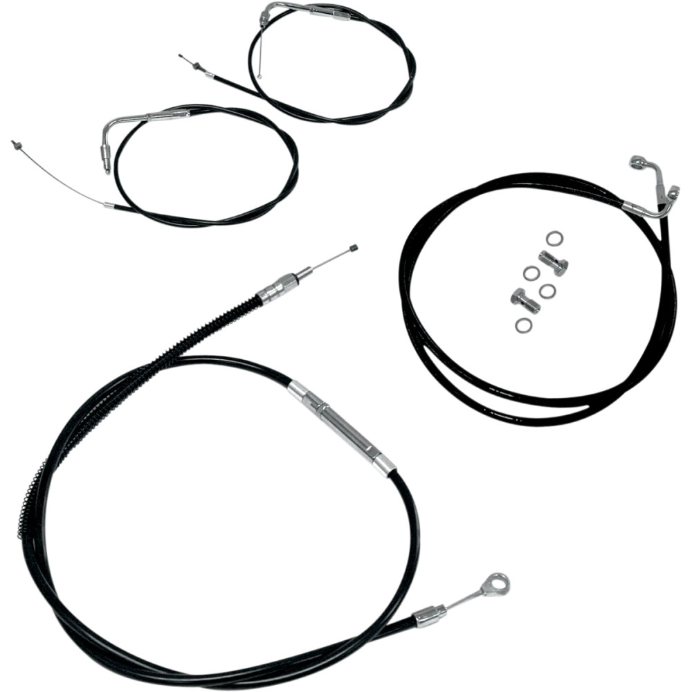 Standard Black Vinyl Handlebar Cable/Brake Line Kit — fits 15" - 17" handlebar height, Ape Hanger